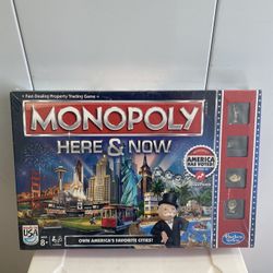 Hasbro Monopoly Here and Now Board Game B5824 Made in USA NEW SEALED 1-4
