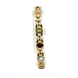 Woman’s Ladies 14k Yellow Gold Multi Colored Stones Bracelet 7.5” Inch GP3113465