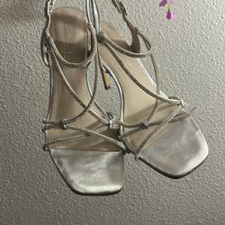 Silver Rhinestone Open Heels
