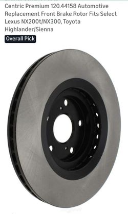 Centric Premium 120.44158 Automotive Replacement Front Brake Rotor Fits Select Lexus NX200t/NX300, Toyota Highlander/Sienna