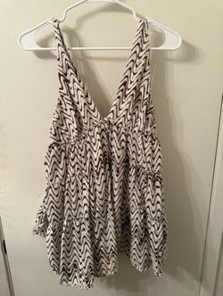 Urban outfitters-small cream and brown zig-zag mini dress