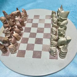 Kisii Stone Kenya Soapstone Chess Set African Hand Carved - Complete Set