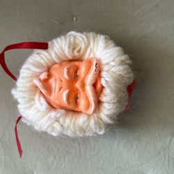 Vintage Yarn Santa Ornament 