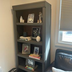 Set Of Two Charcoal, gray refinished bookshelves