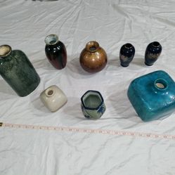8 SMALL Ceramic Table VASES Various sizes, Colors (Tallest 8" Smallest 4")