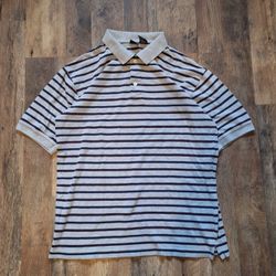 Y2K Cherokee Polo Shirt Striped Gray Blue Cotton Skater Preppy Grunge 