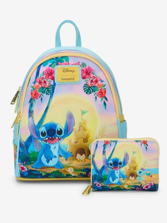 Loungefly Stitch Castle Mini Backpack and Wallet
