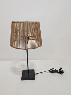 Boho Rattan Stick Table Lamp with Black Base