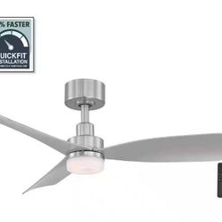 Hampton Bay Marlston 36 in. Indoor/Outdoor Brushed Nickel with Silver Blades Ceiling Fan with Adjustable White with Remote Included