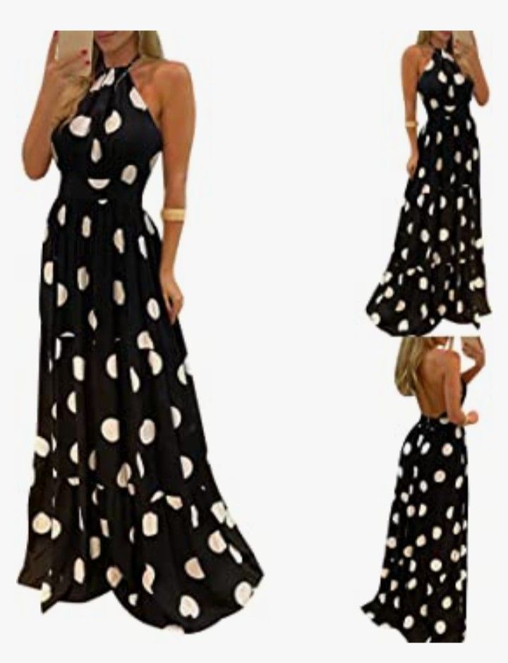 New Women's Polka Dot Halter Dress