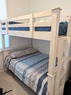 Solid wood! Very nice! Bunk beds.