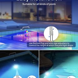 NEW IN BOX Daymeet LED Pool Lights, 18W RGB Dimmable Underwater Submersible Lights for Inground Pools Waterproof IP68, Music Sync Color Changing 