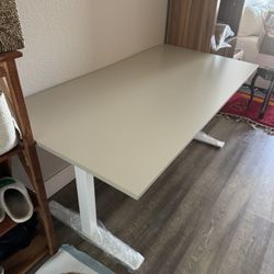 Ikea Manual Sit/Standing Desk w/ FREE White Boucle Swivel Chair!