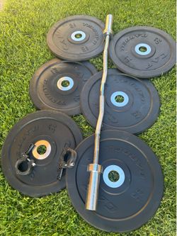 CAP BUMPER WEIGHTS WITH CURL BAR 6x10 LBS WITH COLLAR LOCKS