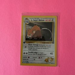 1st Edition Lt. Surge’s Raticate 53/132 Pokemon Card from Gym Challenge 