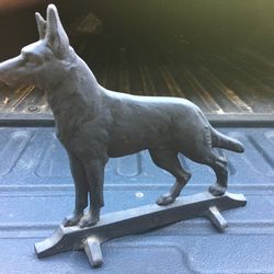 Antique cast iron German Shepard door stop with German marking