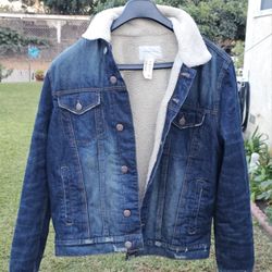 Men's Jacket Denim Large Sherpa