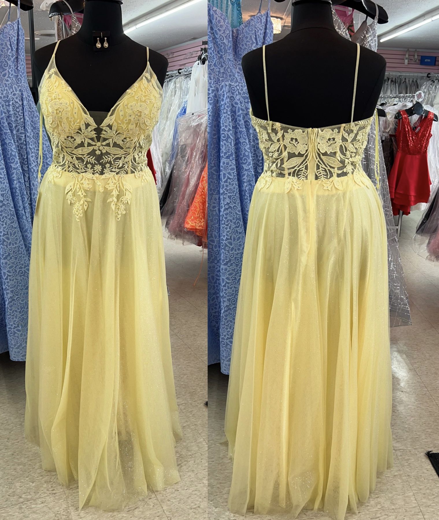 New With Tags Size 2X Yellow & Glitter Prom Dress & Formal Dress $99