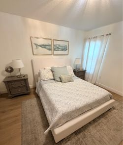 White Upholstered Queen Bed Frame