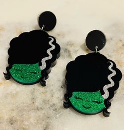 Monster Bride of Frankenstein Halloween Costume Jewelry Statement Earrings