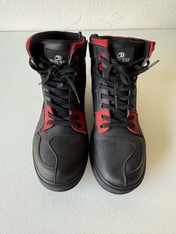 Iron Jias Black and Red Motorcycle Boots