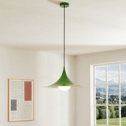 Green pendant light 17.7" W 1-Light Steel Pendant
