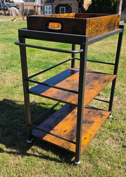 Rolling liquor cart with tray