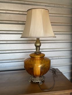 Antique Amber Brass Lamp
