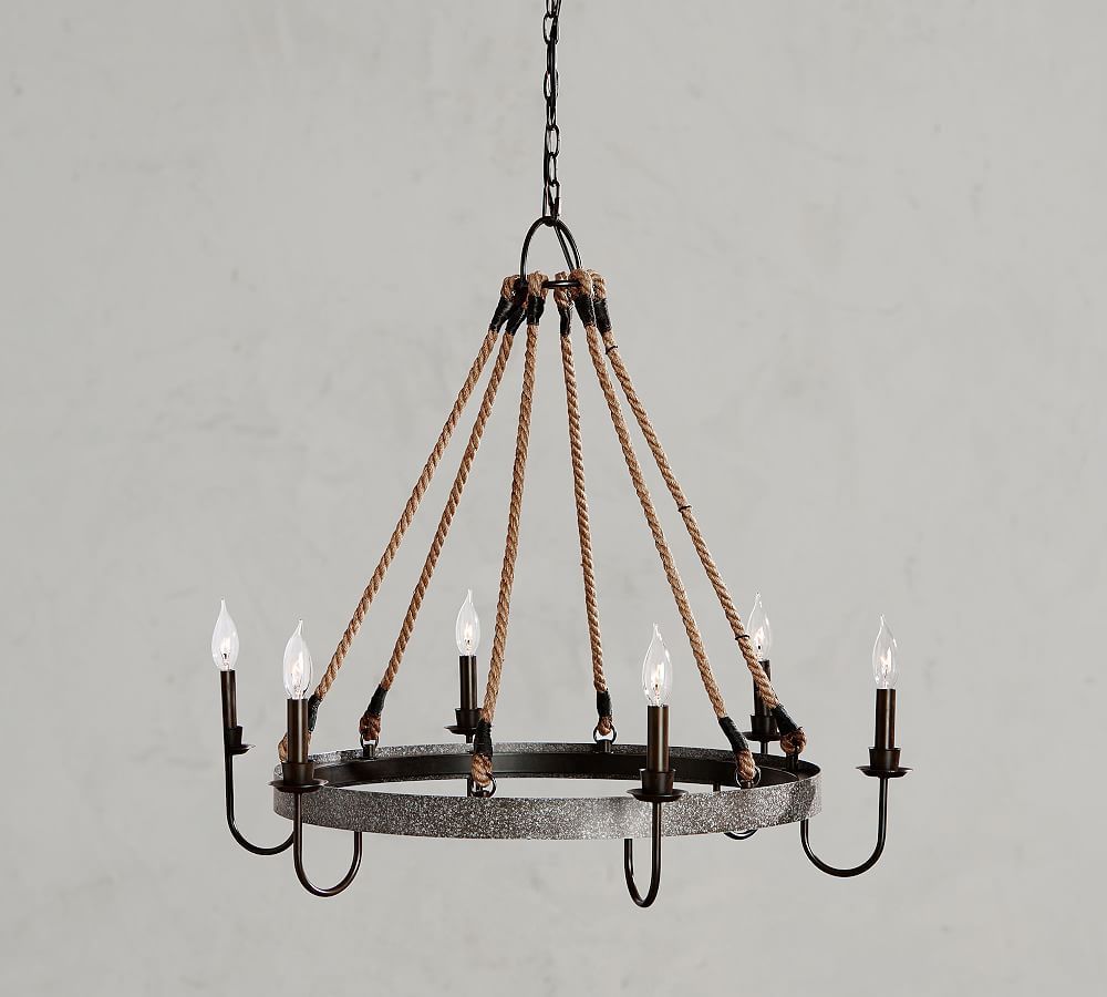 Pottery Barn Napa Wine Barrel Metal Chandelier
