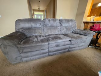 Grey Sofa with 2 manual Recliners