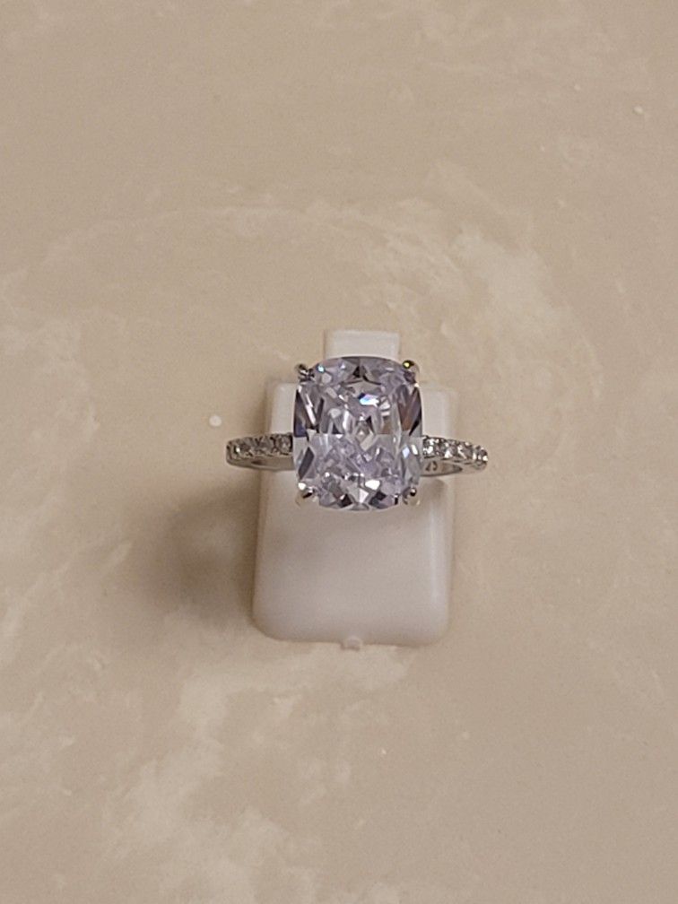 925 Silver and CZ Square Cut Ring Size 7