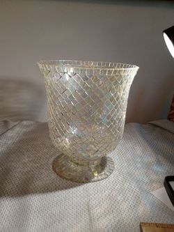 Iridescent Mosaic Glass Pedestal Vase