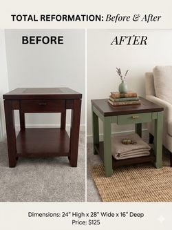 Beautifully Refinished Modern Two-Tone Side Table / Nightstand