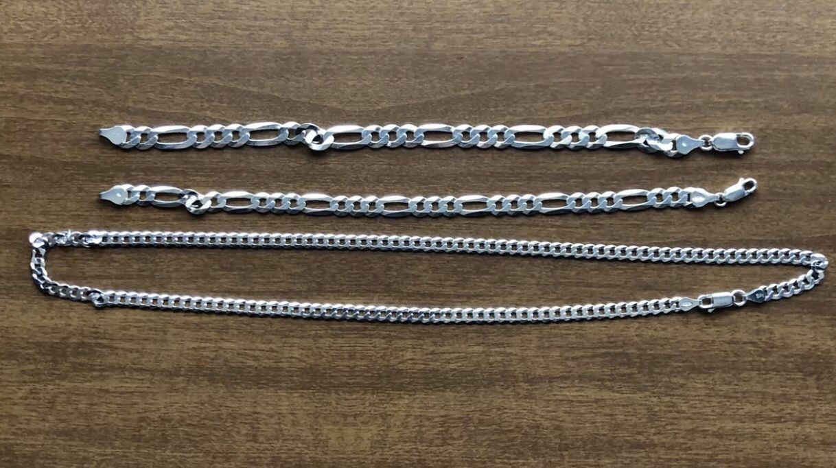 Figaro .925 silver links Necklace and Bracelets