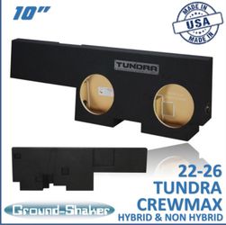 Black 10" Dual Sealed Sub Box, Fits 22-26 Toyota Tundra Crew-Max