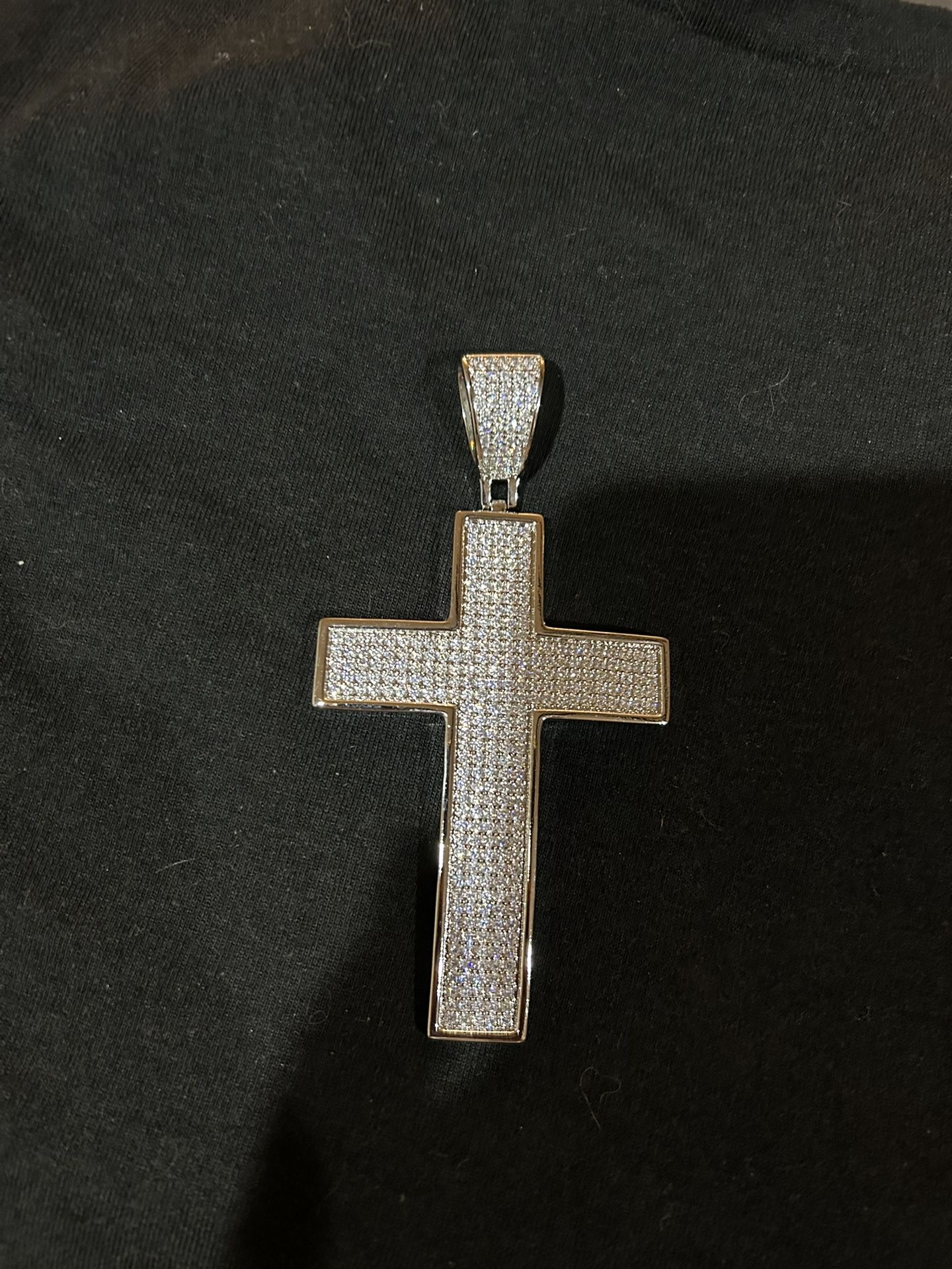 White Gold Plates Extra Large 24 Carat Moissanite Pendant!