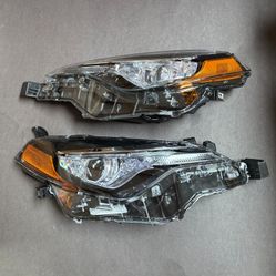 Pair 2017-2019 Toyota Corolla L LE CE Left Right Side Headlights Assembly W/LED Headlamps 