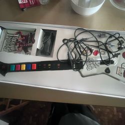 Xbox 360 Wired Guitar And Game 