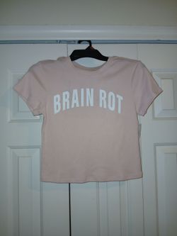Pink Brain Rot Fitted Cropped Tee