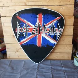 Def Leppard Guitar Pick Decor MDF 13"x16"