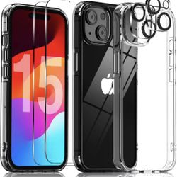 iPhone 15 case + Screen Protectors + Camera Lens Protectors 