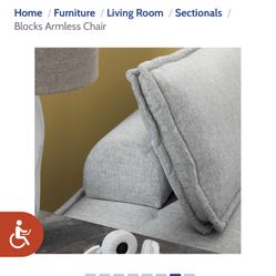 Blocks Armless Chair - Gray- 5 Modular Chairs 