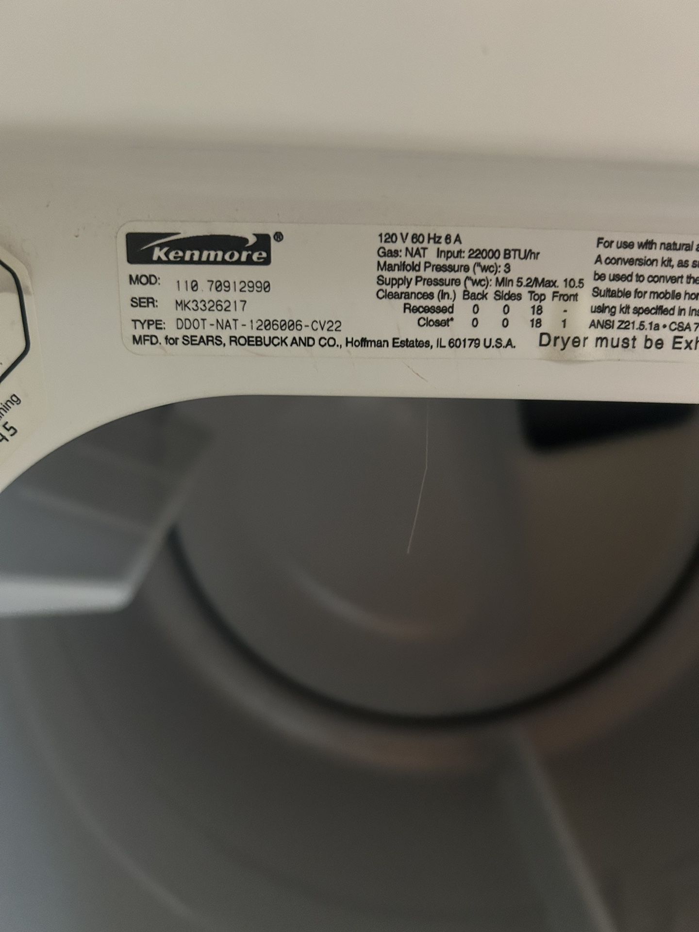 free kenmore dryer