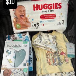 baby clothes and pampers