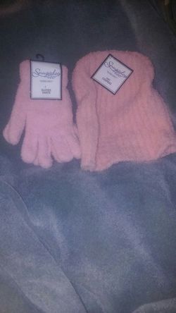 Pink gloves and hat
