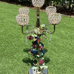 Gold Candelabra With Decorative flower Etching