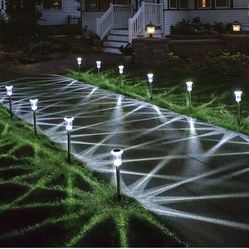 Solar Pathway Lights Waterproof Garden Solar Outdoor Lights 6 Pack Stainless Steel Yard Lights Driveway Lights for Patio, Lawn, Yard, Walkway and Land