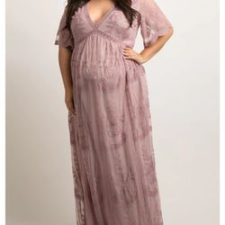 Pink Blush Maternity Lace Dress