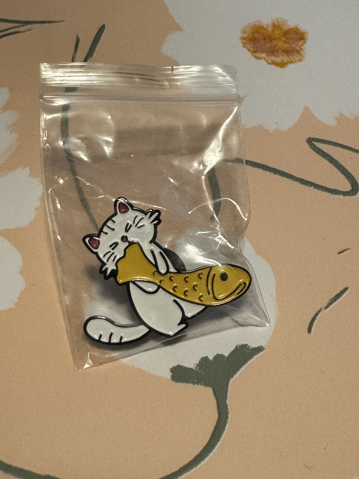 Cat with Big Fish - Enamel Pin