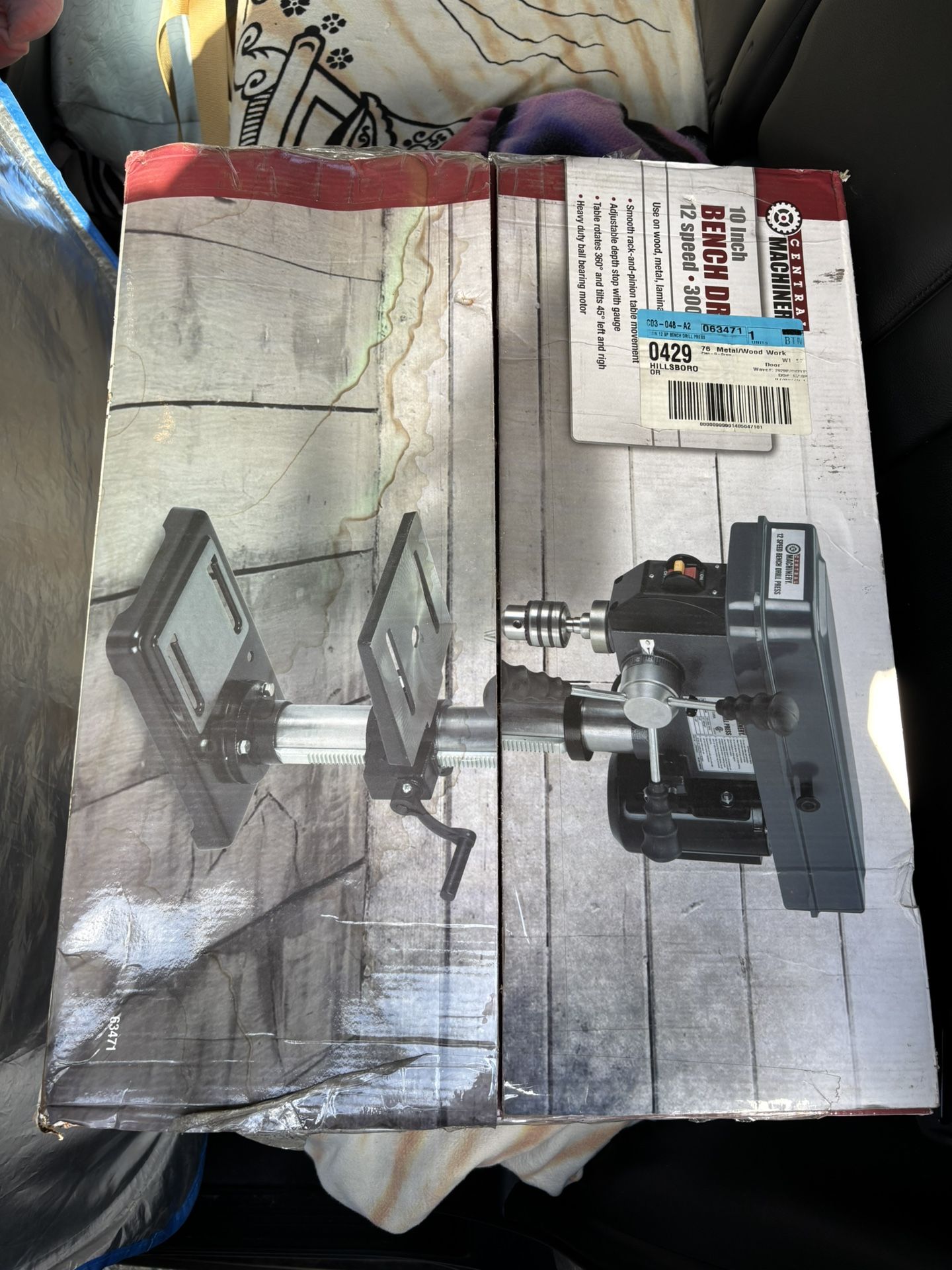 Bench Drill Press, 10in 12 Speed, Central Machinery 